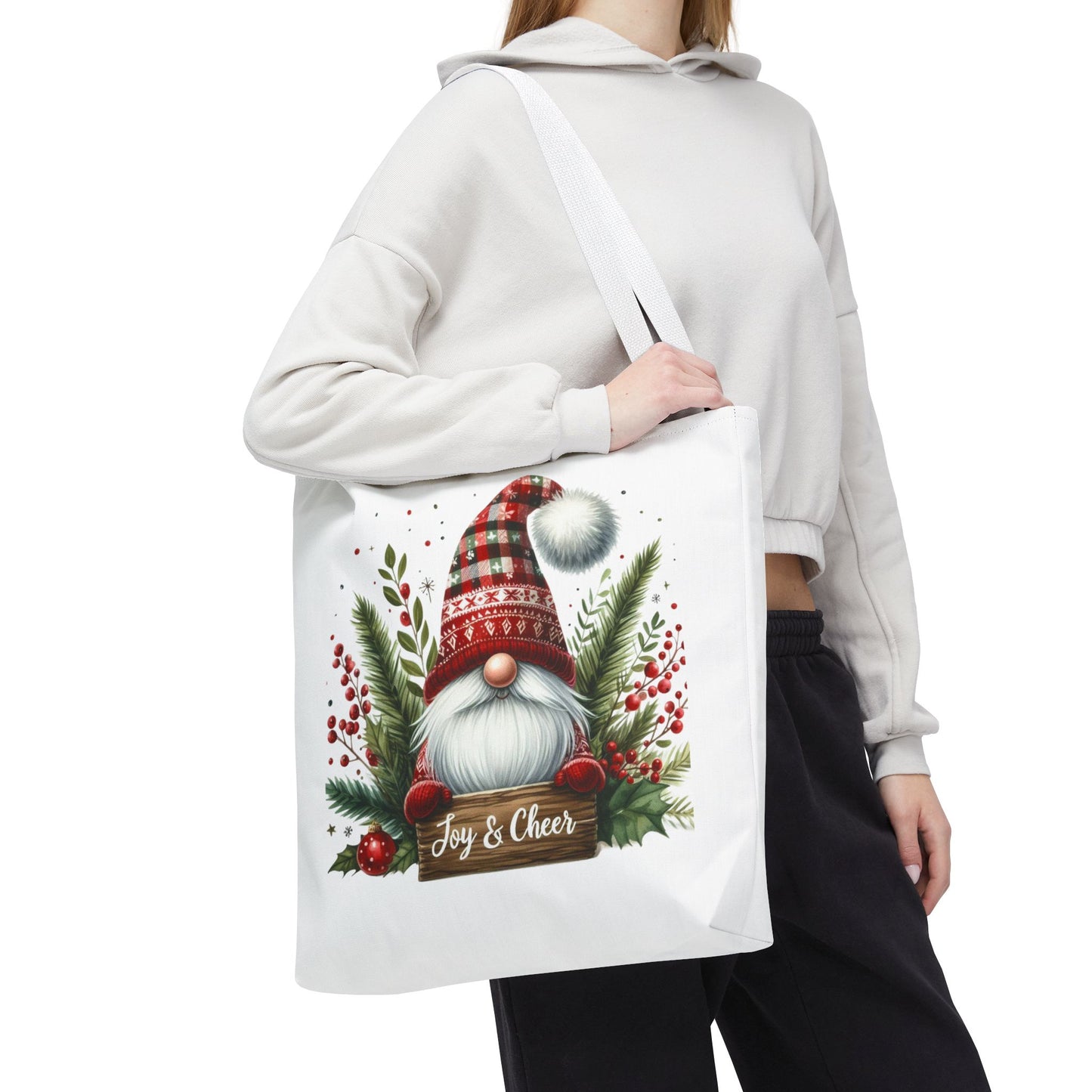Christmas Gnome Tote Bag - Joy & Cheer Holiday Shopper