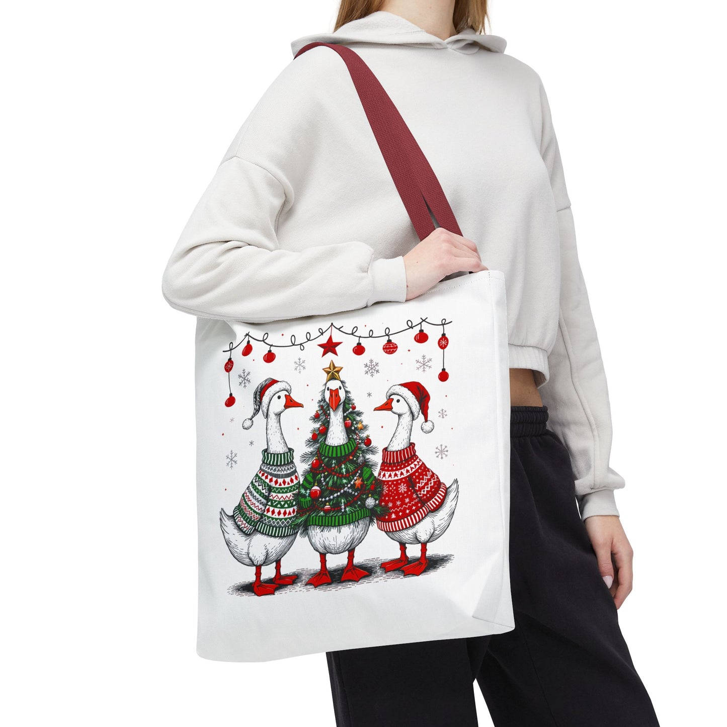 Festive Christmas Geese Tote Bag