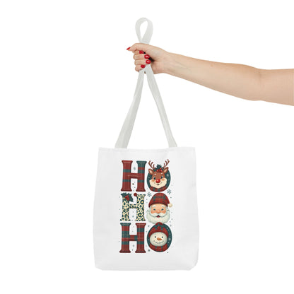 Cute Santa and Reindeer Design Festive Holiday Tote Bag