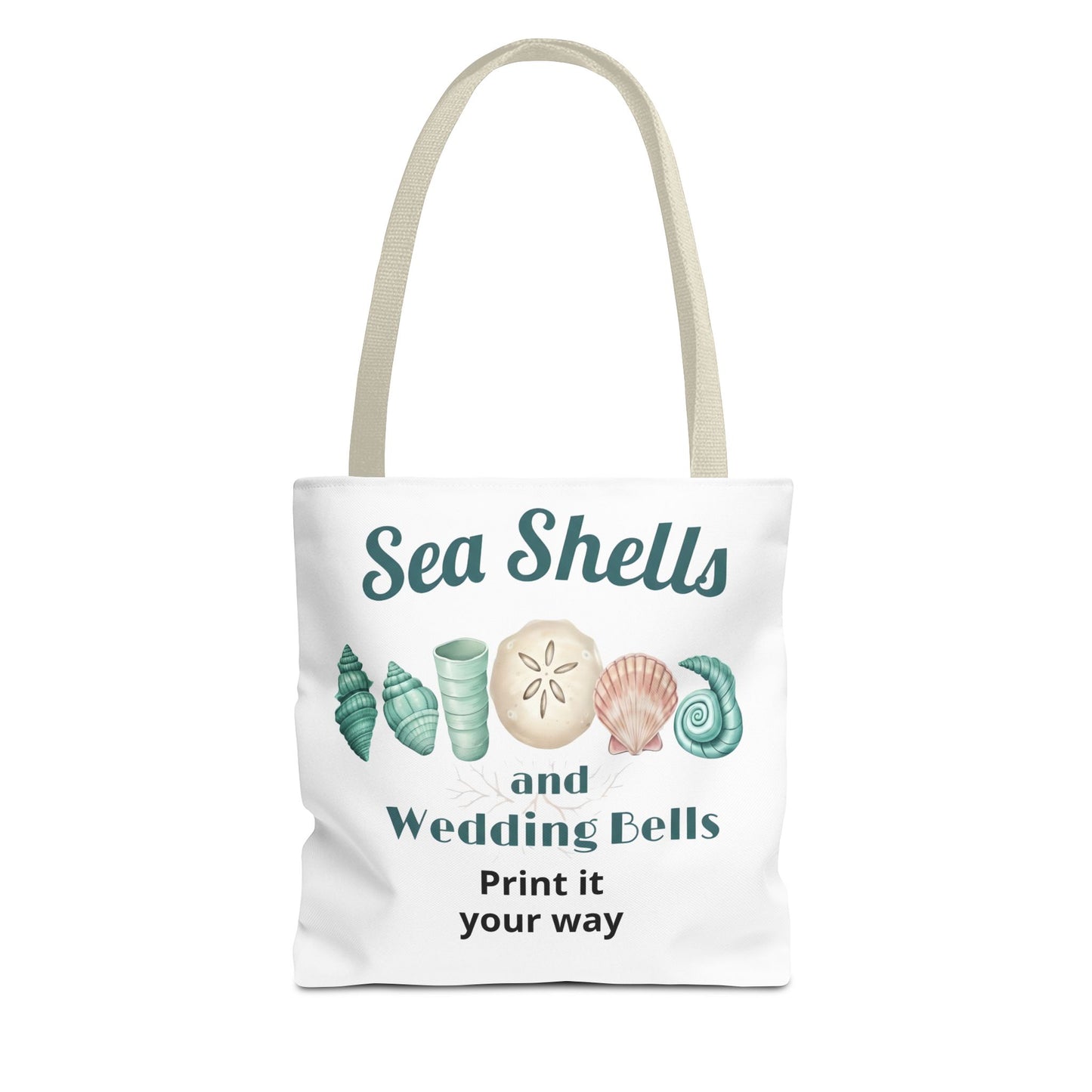 Personalized Sea Shells Tote Bag — 'Sea Shells and Wedding Bells' Beach Wedding Gift