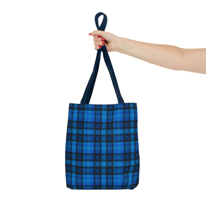 Blue Plaid Tote Bag, Gift for Her or Him,