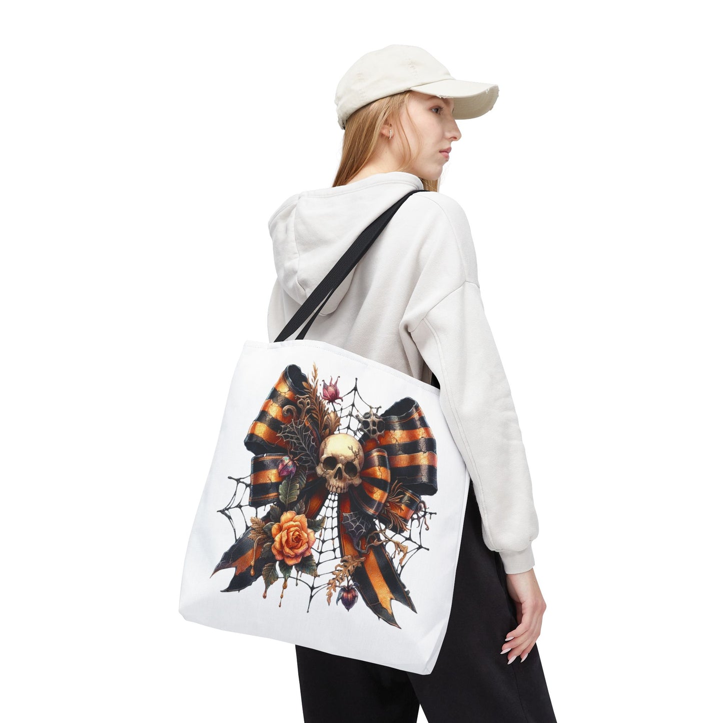 Halloween Skull & Ribbon Tote Bag