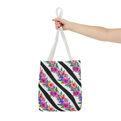 Floral Stripe Tote Bag,