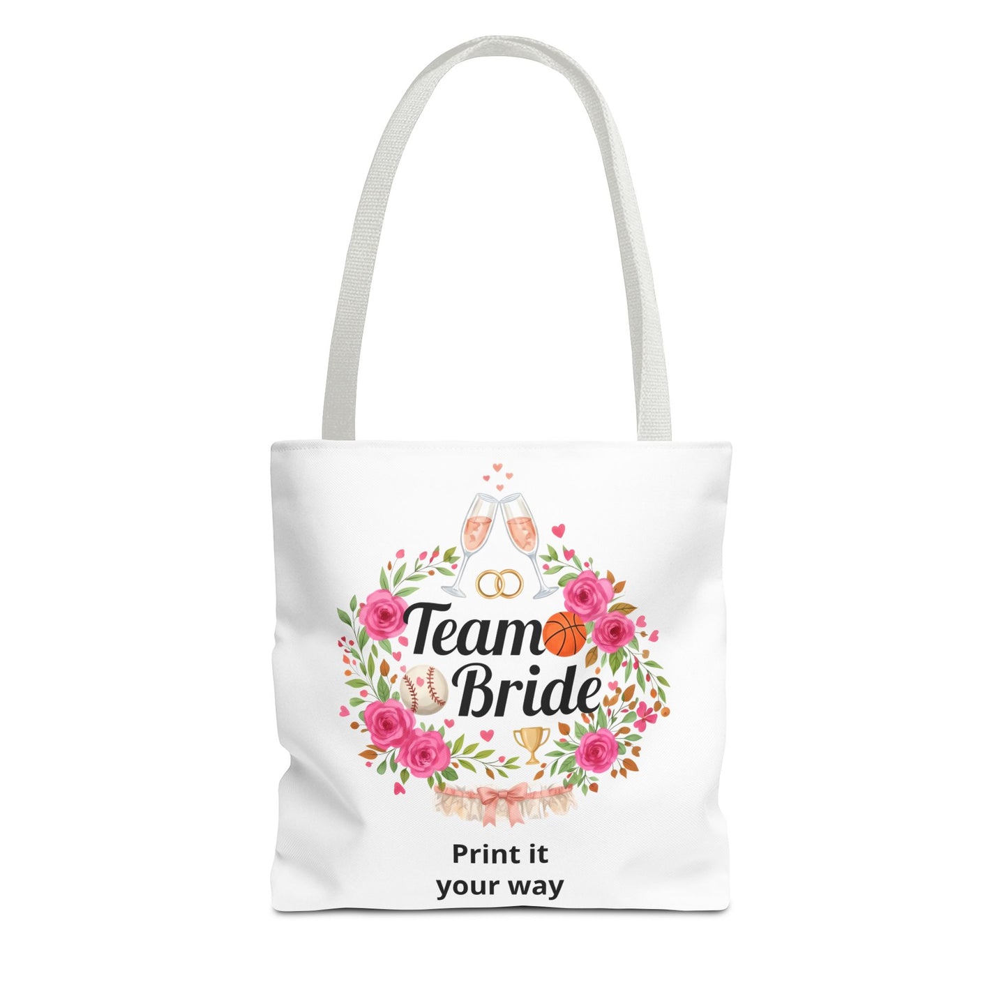Team Bride Floral Personalized Tote Bag, Bachelorette Party Bridesmaid Gift
