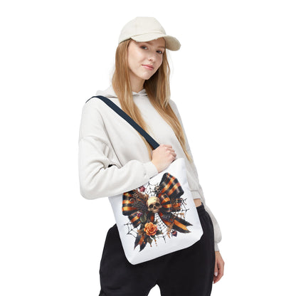 Halloween Skull & Ribbon Tote Bag