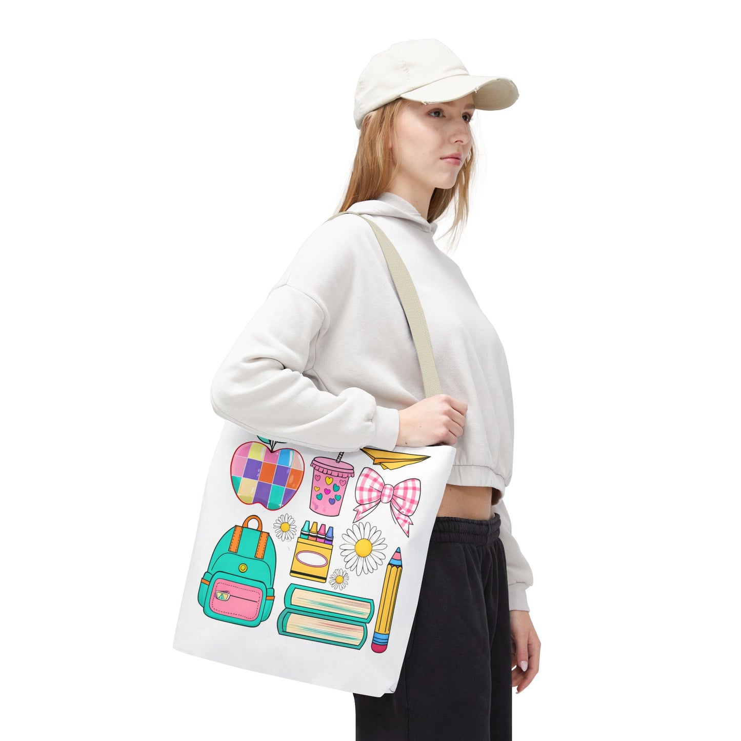 Colorful School Supplies Tote Bag, Perfect for Students & Teachers