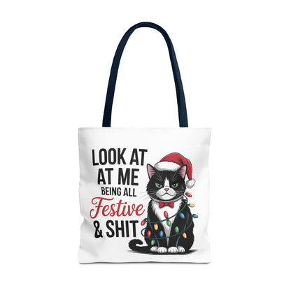 Funny Festive Cat Tote Bag