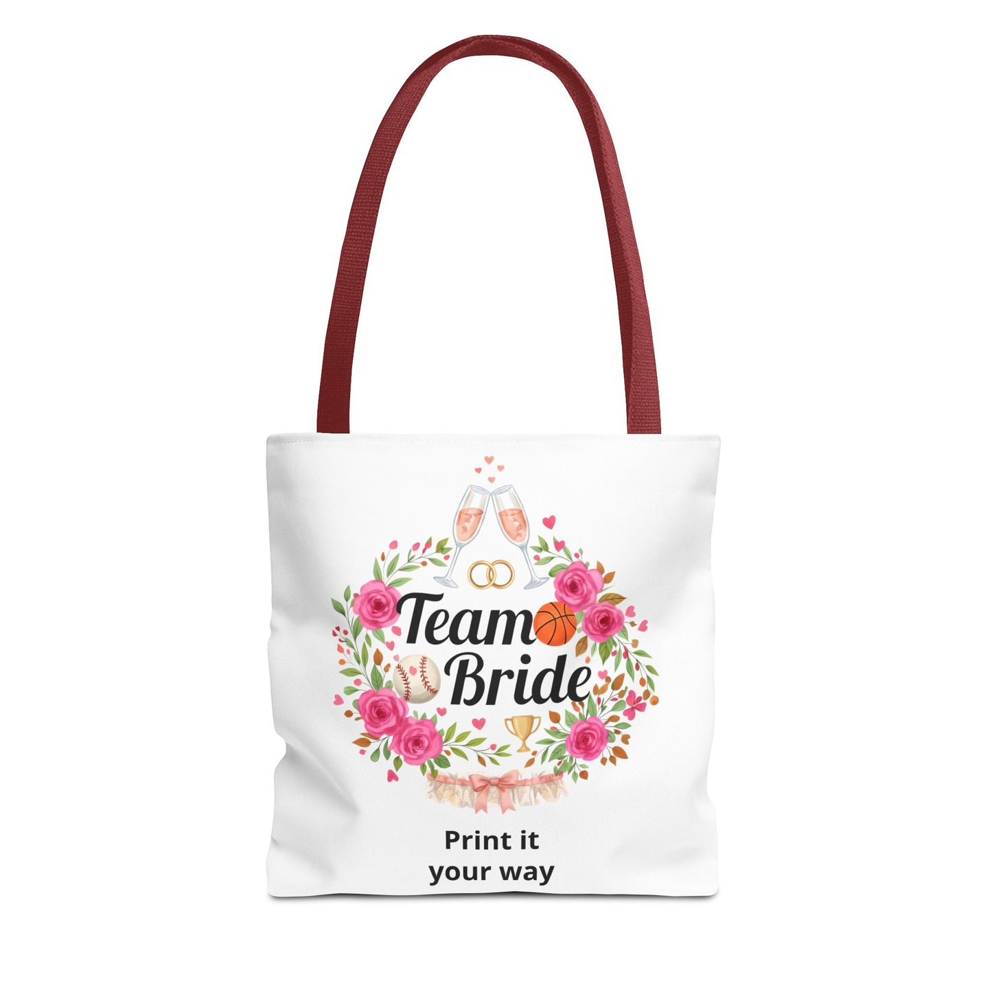 Team Bride Floral Personalized Tote Bag, Bachelorette Party Bridesmaid Gift
