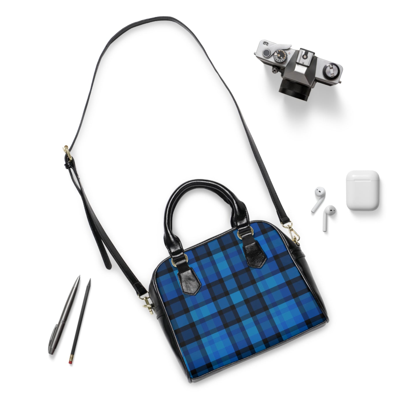Stylish Plaid Shoulder Handbag