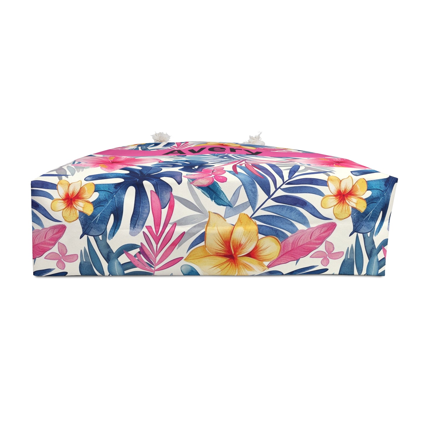 Personalized Tropical Floral Weekender Bag, Custom Name Beach Tote