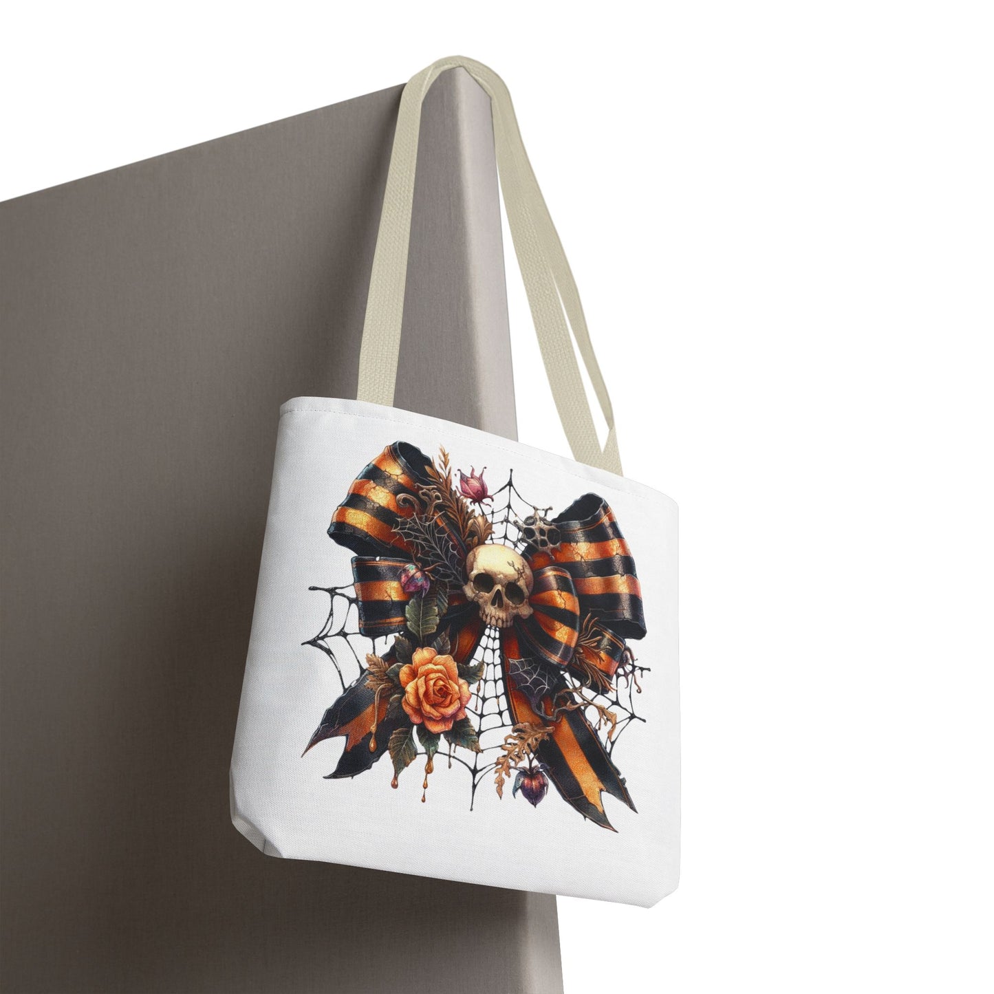 Halloween Skull & Ribbon Tote Bag