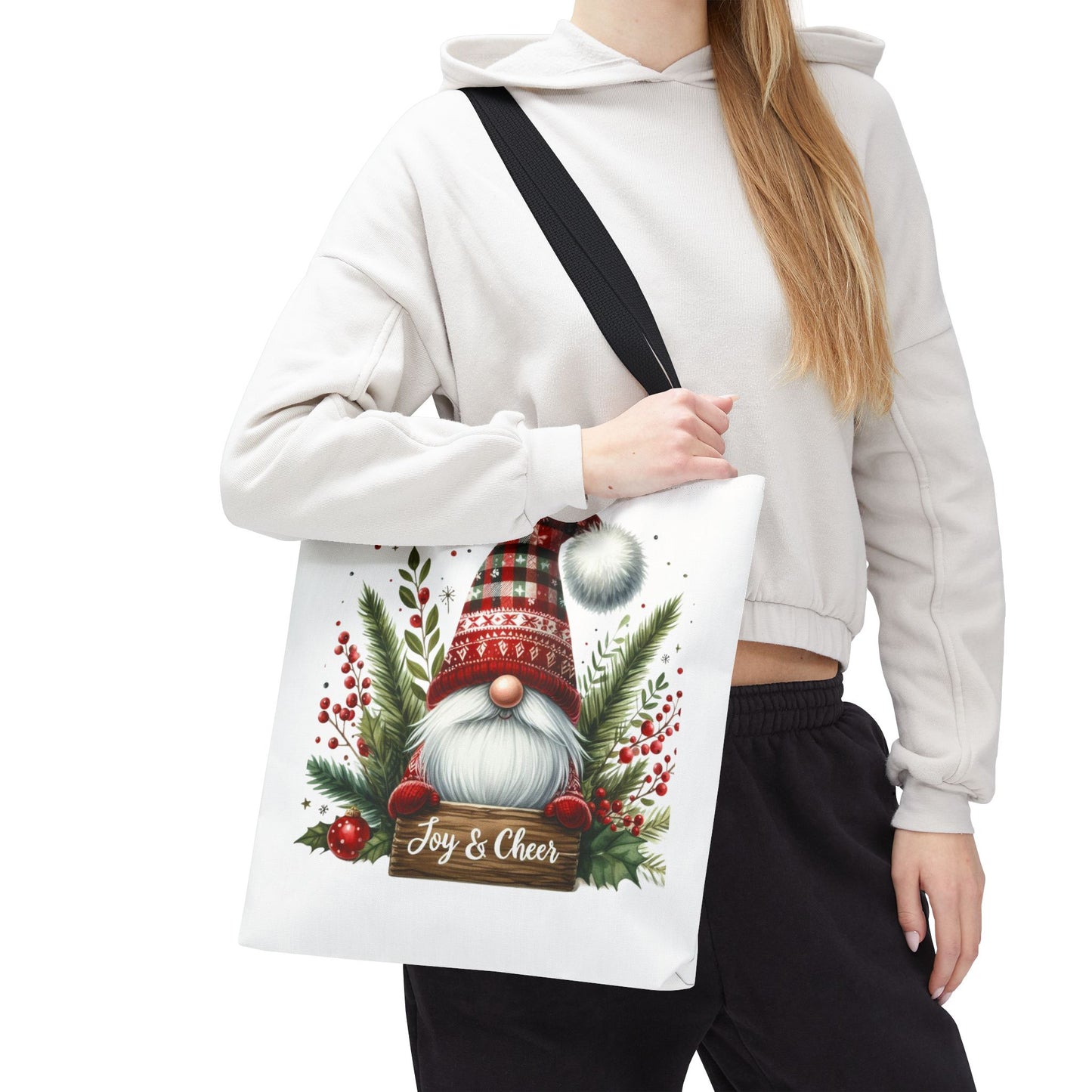 Christmas Gnome Tote Bag - Joy & Cheer Holiday Shopper