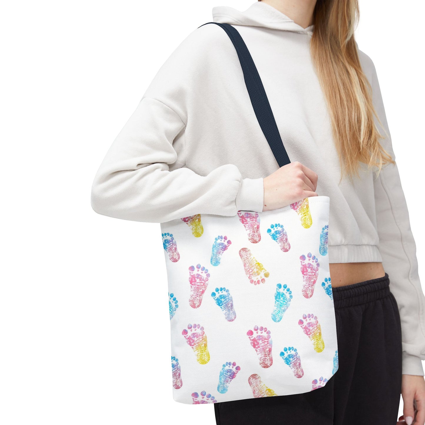 Colorful Baby Footprint Tote Bag,  Gift for New Moms