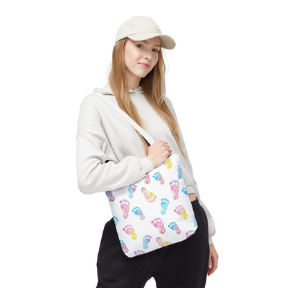 Colorful Baby Footprint Tote Bag,  Gift for New Moms