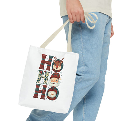 Cute Santa and Reindeer Design Festive Holiday Tote Bag