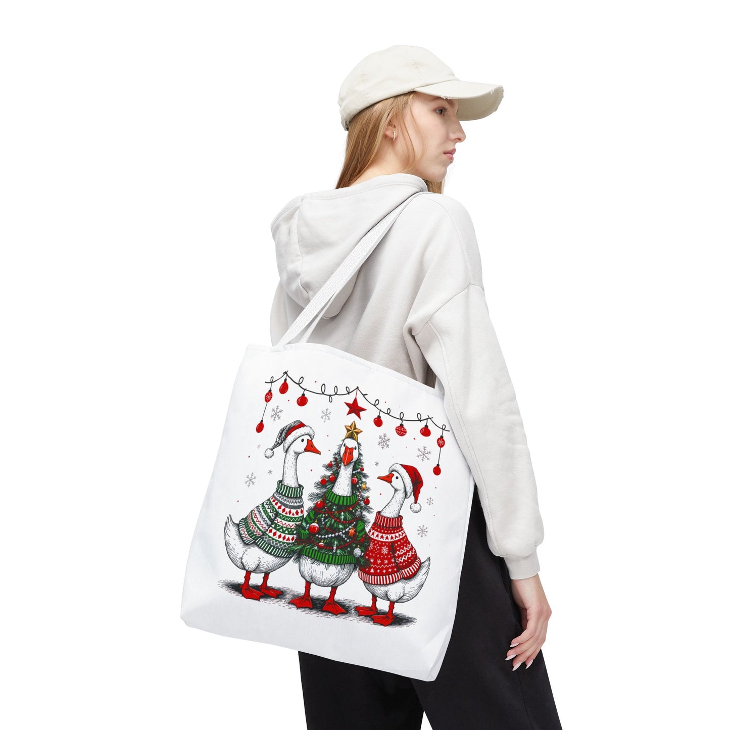 Festive Christmas Geese Tote Bag