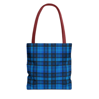 Blue Plaid Tote Bag, Gift for Her or Him,