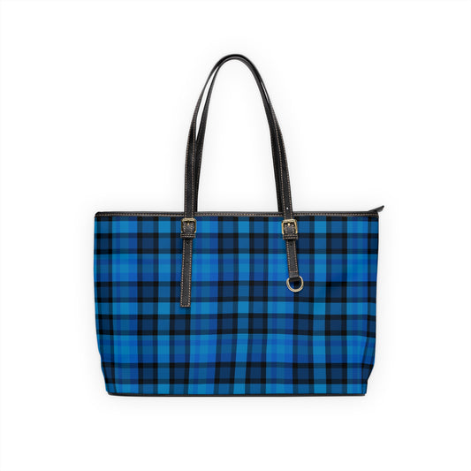 Blue Plaid PU Leather Shoulder Bag