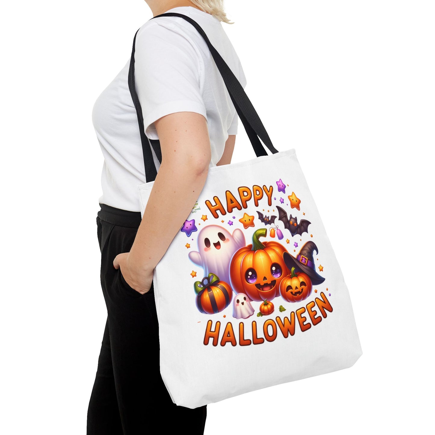 Cute Halloween Ghost Pumpkin Tote Bag