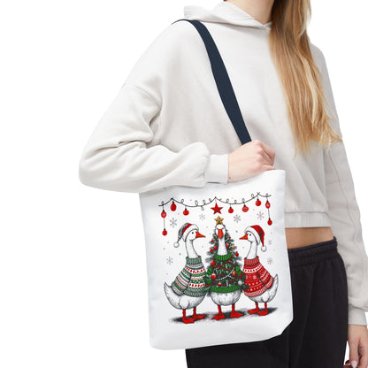 Festive Christmas Geese Tote Bag