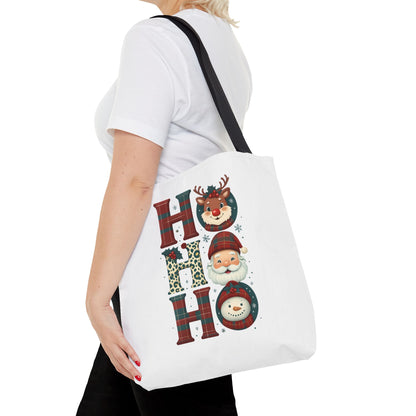 Cute Santa and Reindeer Design Festive Holiday Tote Bag