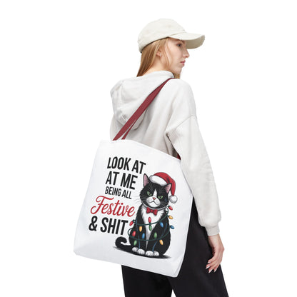 Funny Festive Cat Tote Bag