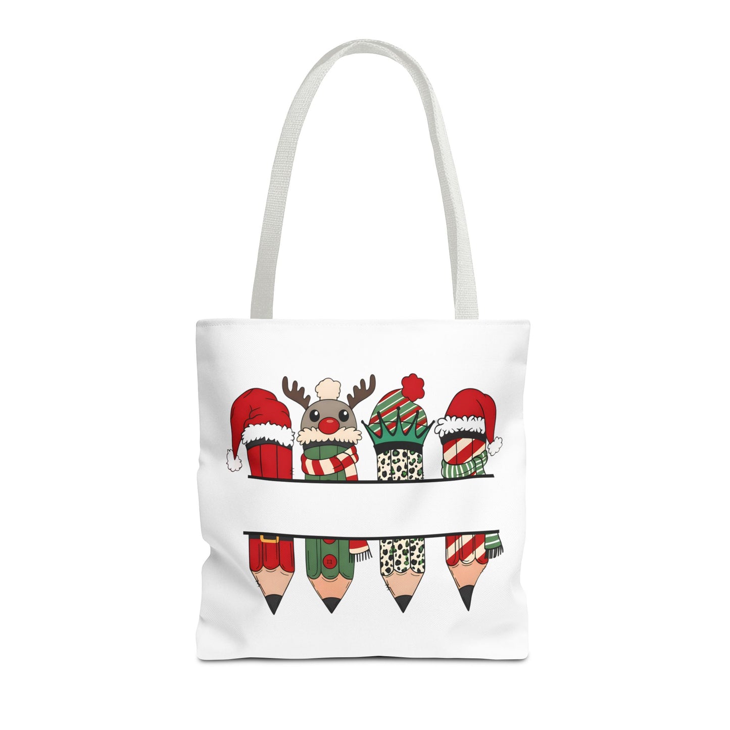 Festive Pencil Reindeer Tote Bag, Holiday Shopping Bag, Christmas Gift Tote, Teacher Appreciation, Winter Decor, Eco-Friendly Bag