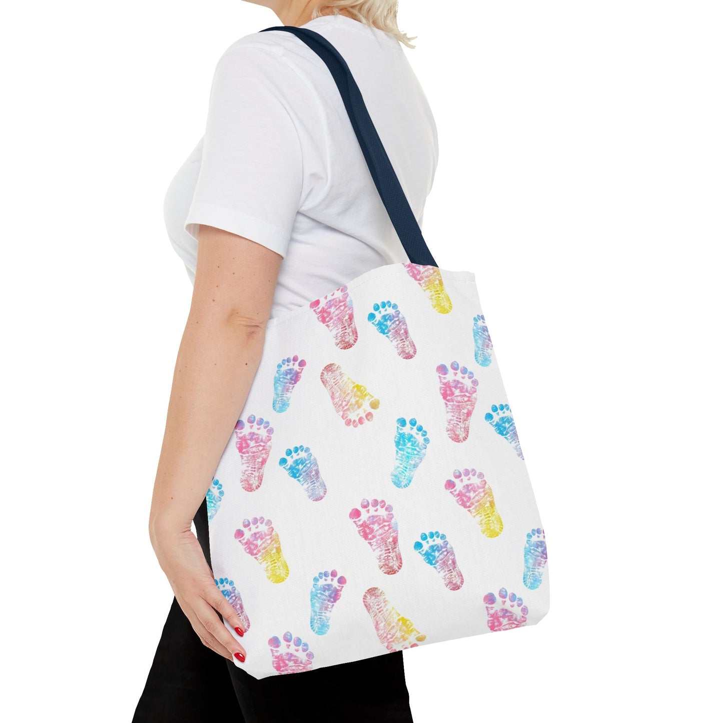 Colorful Baby Footprint Tote Bag,  Gift for New Moms