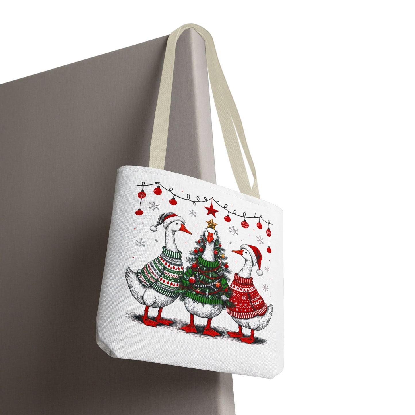 Festive Christmas Geese Tote Bag