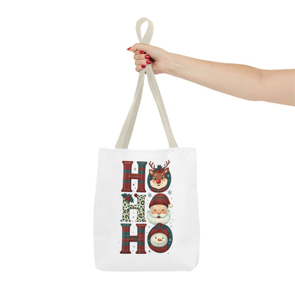 Cute Santa and Reindeer Design Festive Holiday Tote Bag