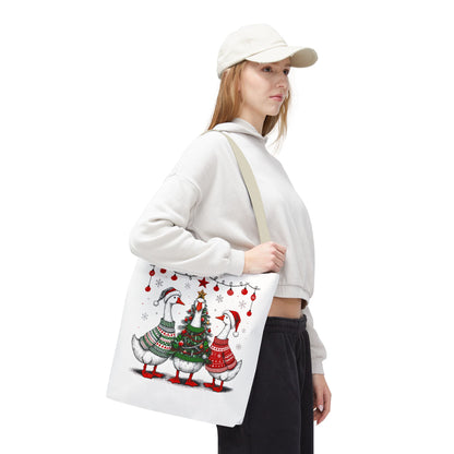 Festive Christmas Geese Tote Bag