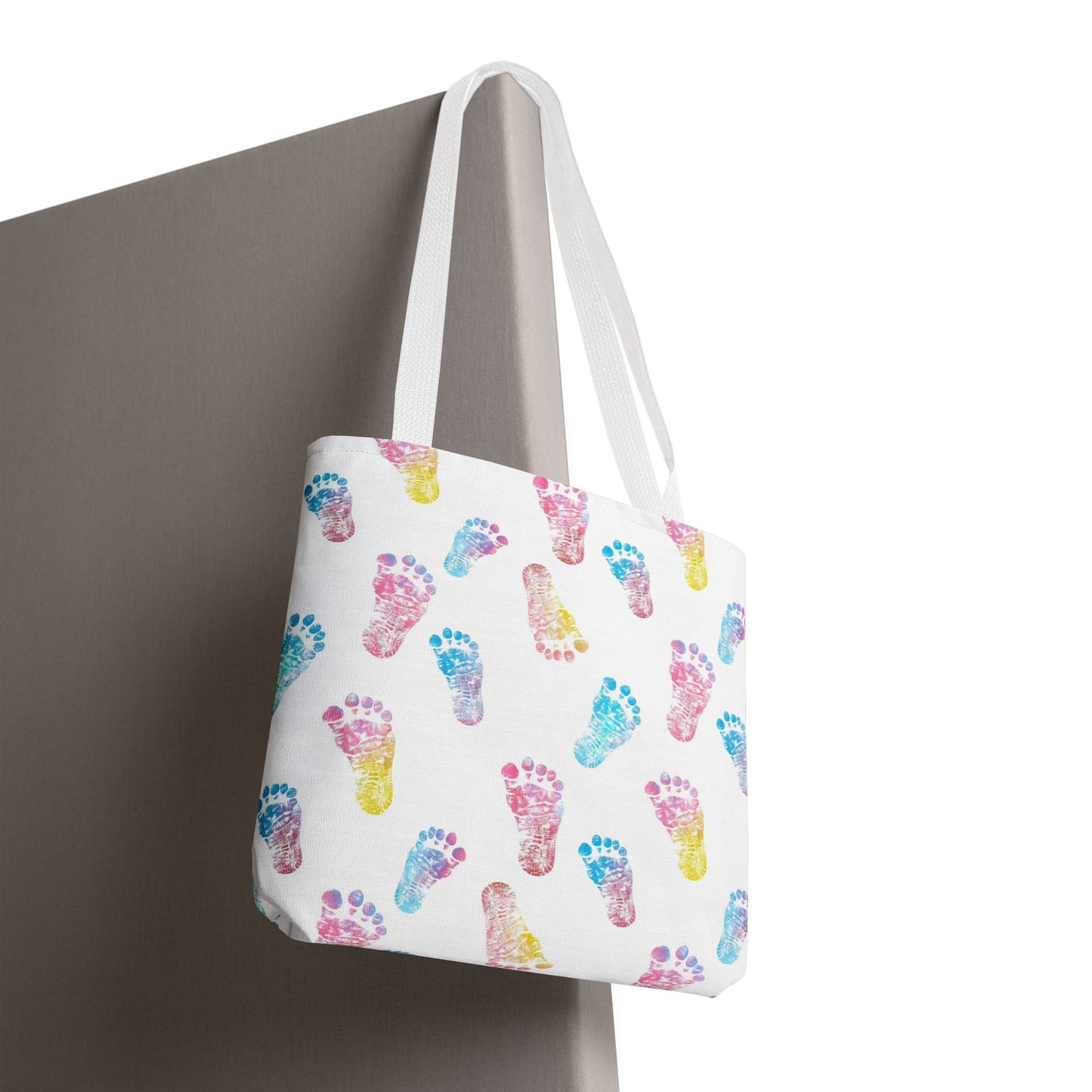 Colorful Baby Footprint Tote Bag,  Gift for New Moms