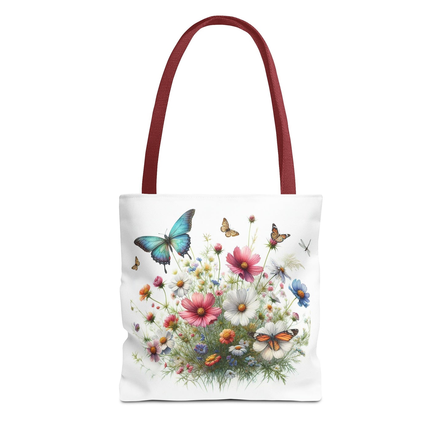 Vibrant Floral Tote Bag, Butterfly Print