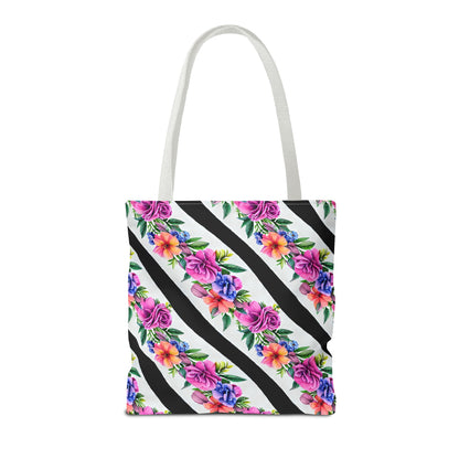 Floral Stripe Tote Bag,