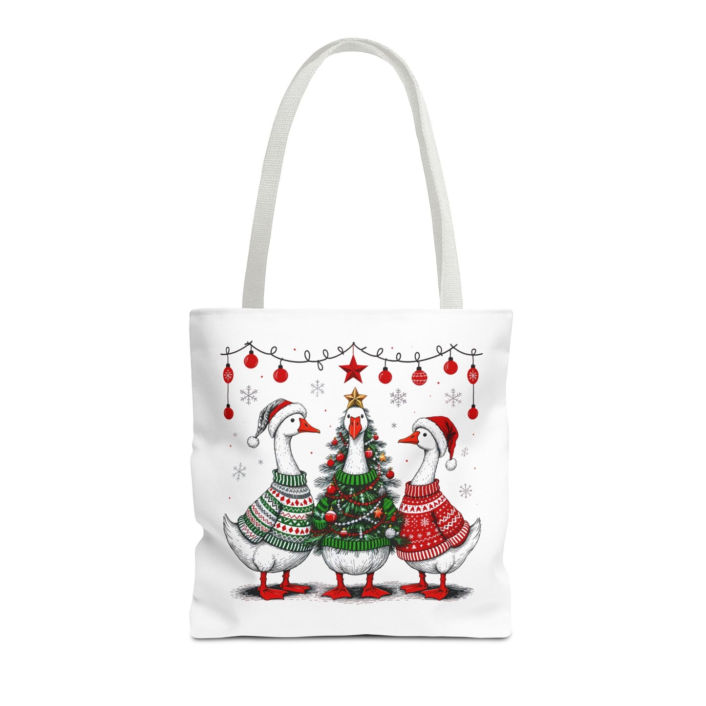 Festive Christmas Geese Tote Bag
