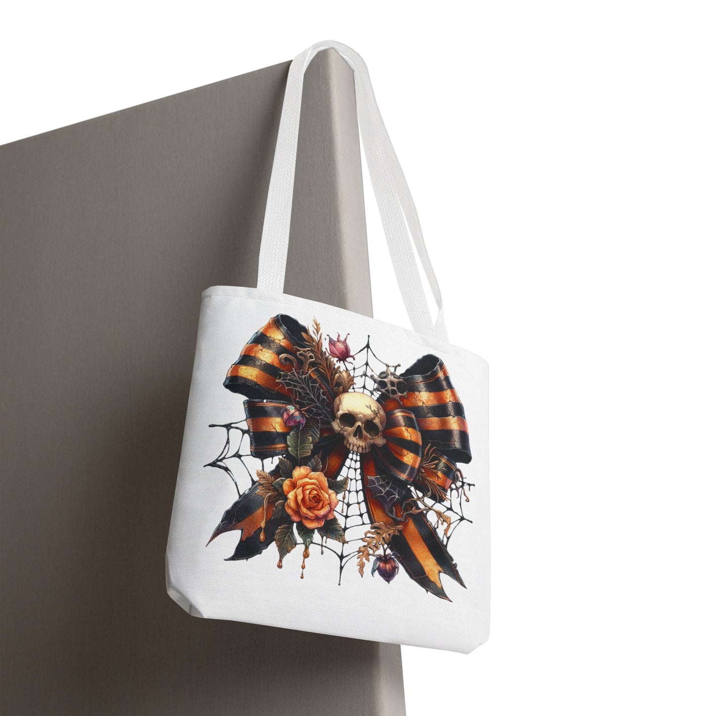 Halloween Skull & Ribbon Tote Bag