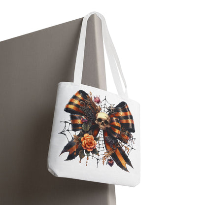 Halloween Skull & Ribbon Tote Bag