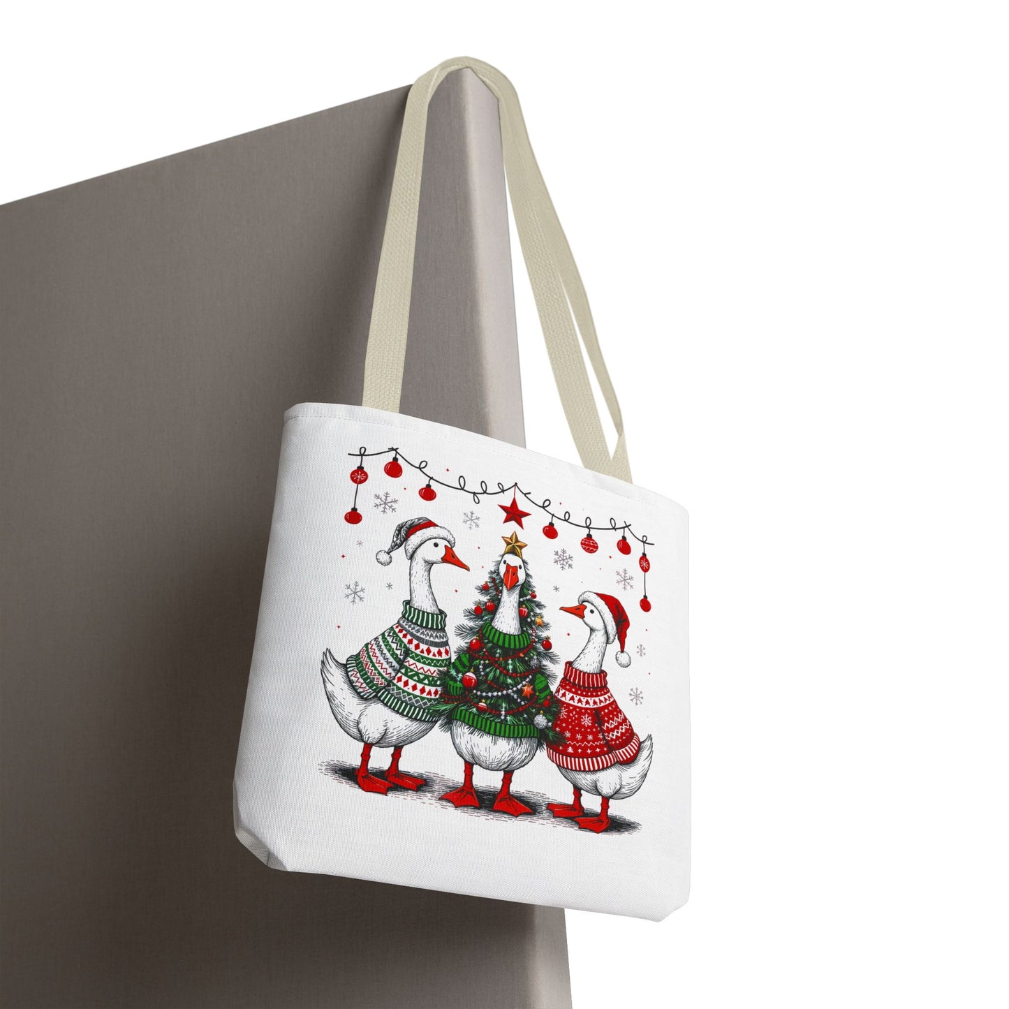 Festive Christmas Geese Tote Bag