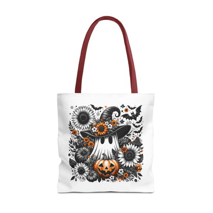 Whimsical Halloween Tote Bag, Pumpkin Ghost Design,