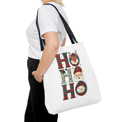 Cute Santa and Reindeer Design Festive Holiday Tote Bag