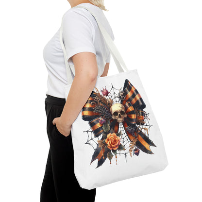 Halloween Skull & Ribbon Tote Bag