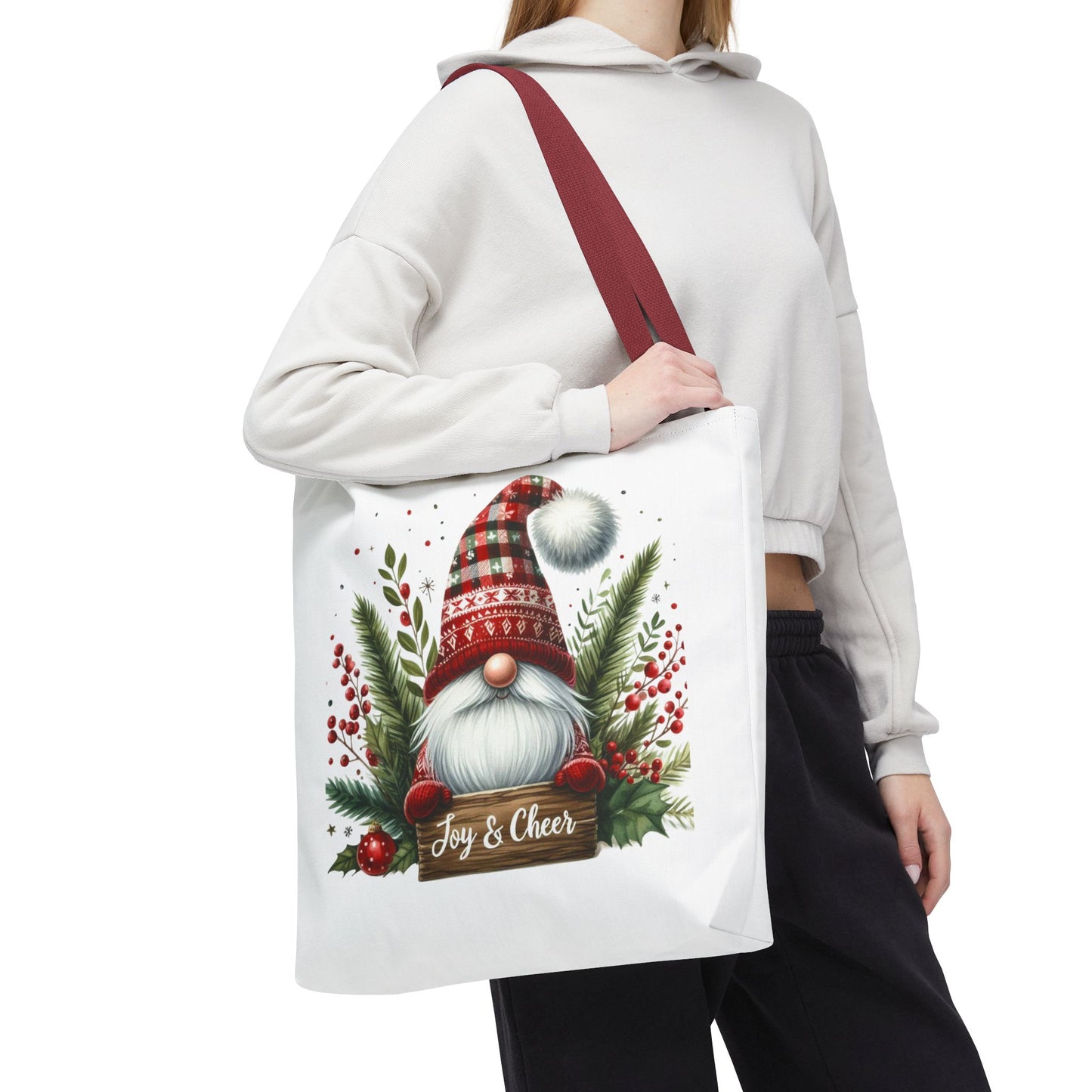 Christmas Gnome Tote Bag - Joy & Cheer Holiday Shopper