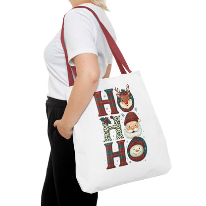 Cute Santa and Reindeer Design Festive Holiday Tote Bag