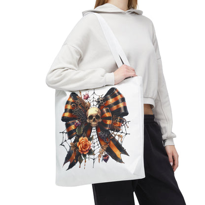 Halloween Skull & Ribbon Tote Bag