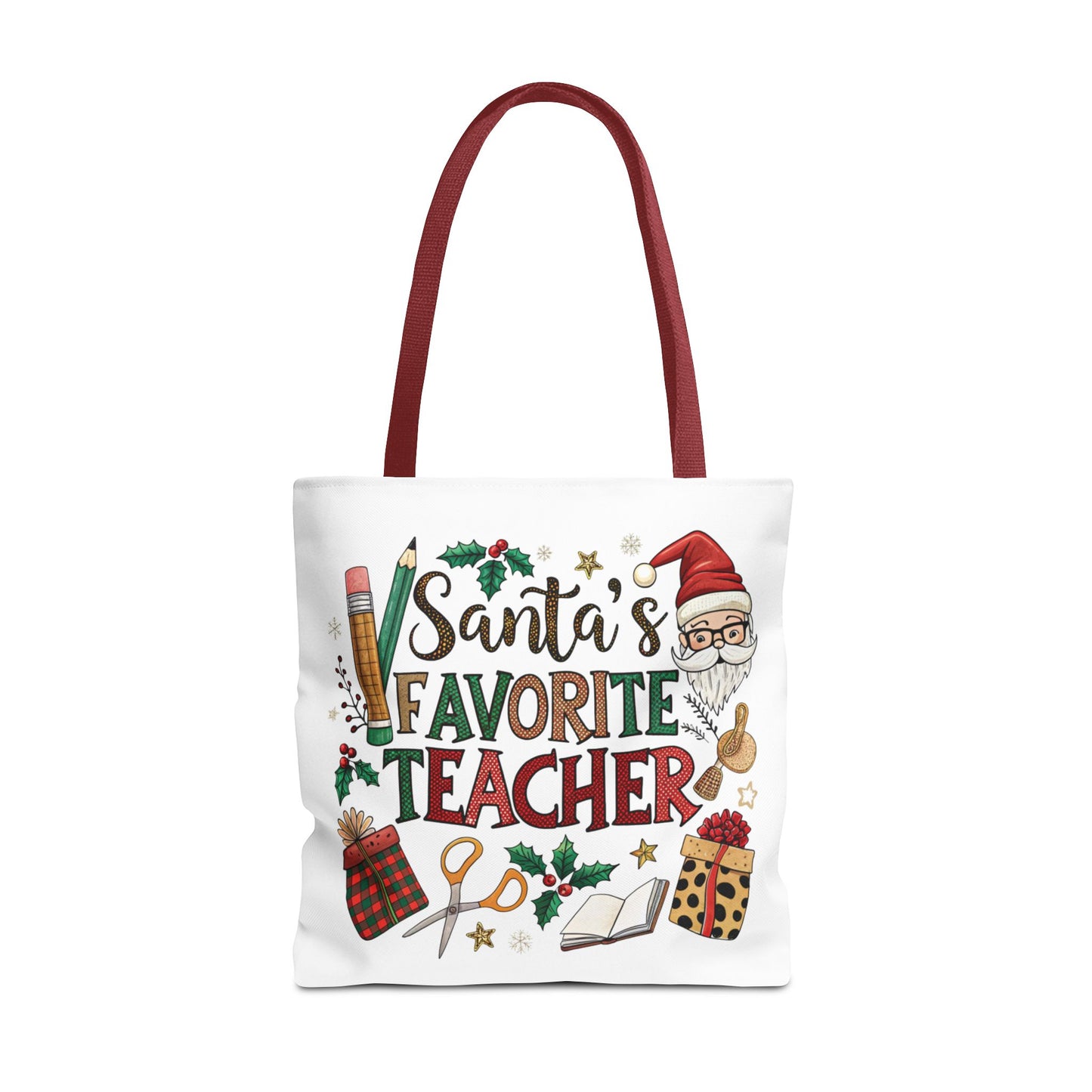 Santa's Favorite Teacher Tote Bag, Christmas Gift, Teacher Appreciation