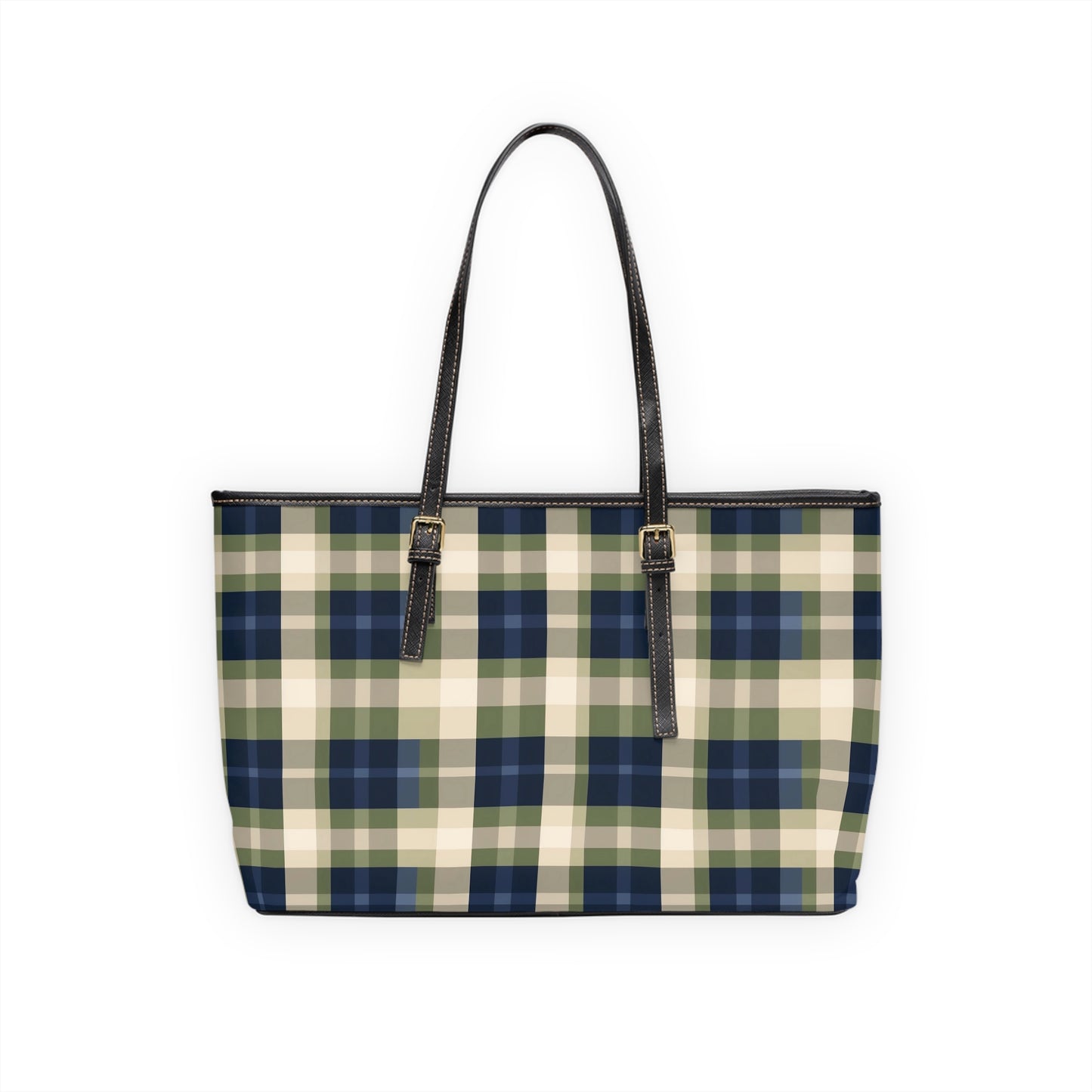 Navy & Olive Plaid Shoulder Bag