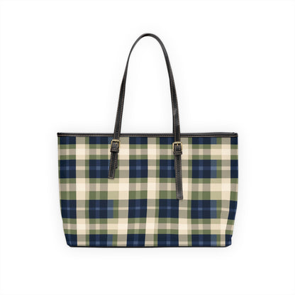 Navy & Olive Plaid Shoulder Bag