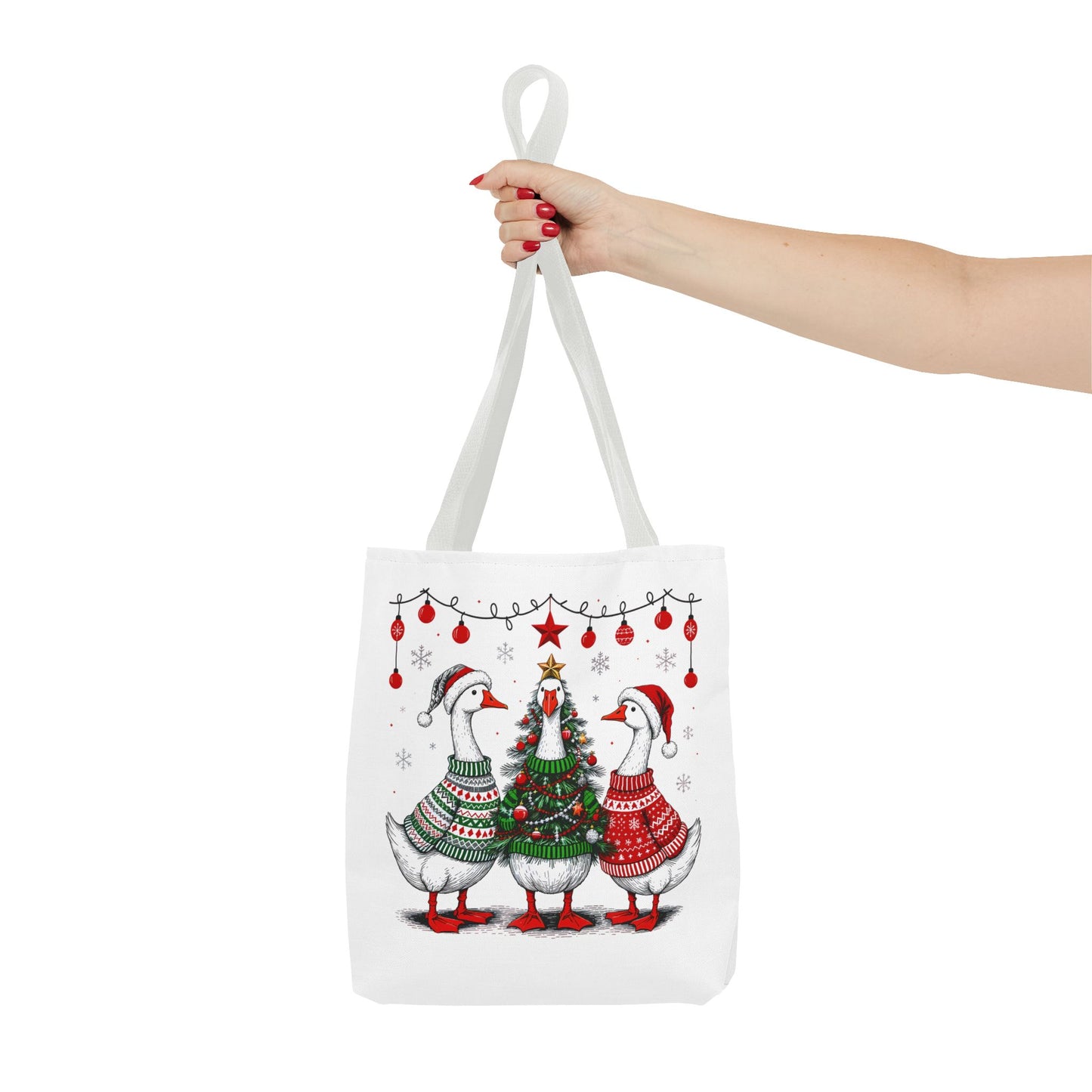Festive Christmas Geese Tote Bag