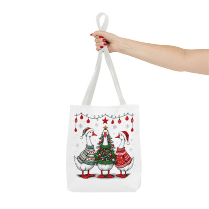 Festive Christmas Geese Tote Bag