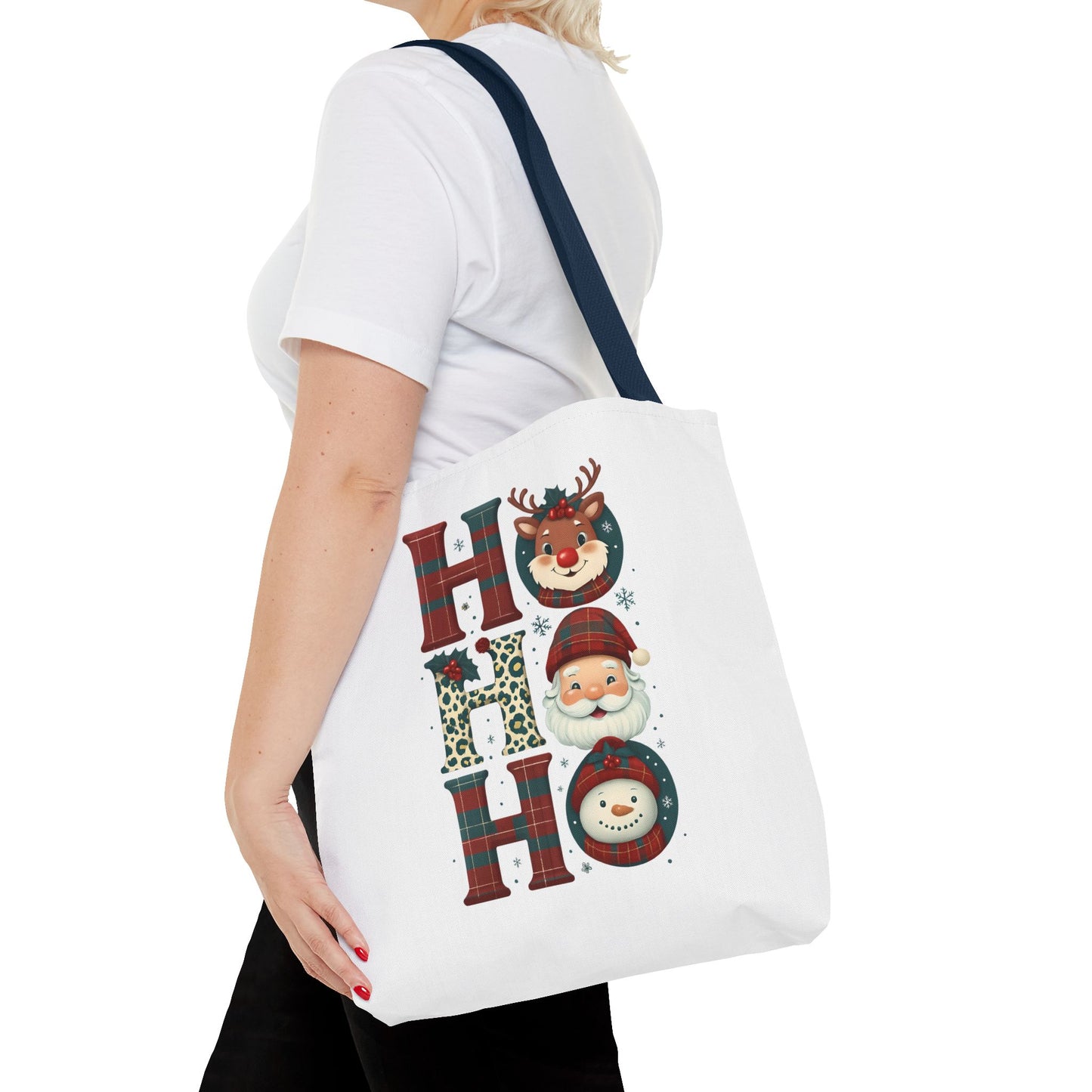 Cute Santa and Reindeer Design Festive Holiday Tote Bag